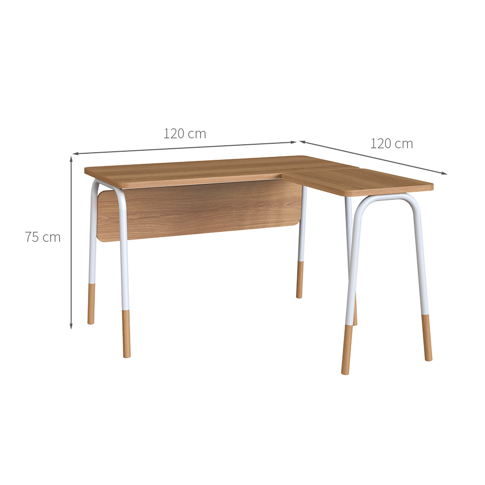 Escrivaninha em L Flexus Hanover e Branca 120 cm