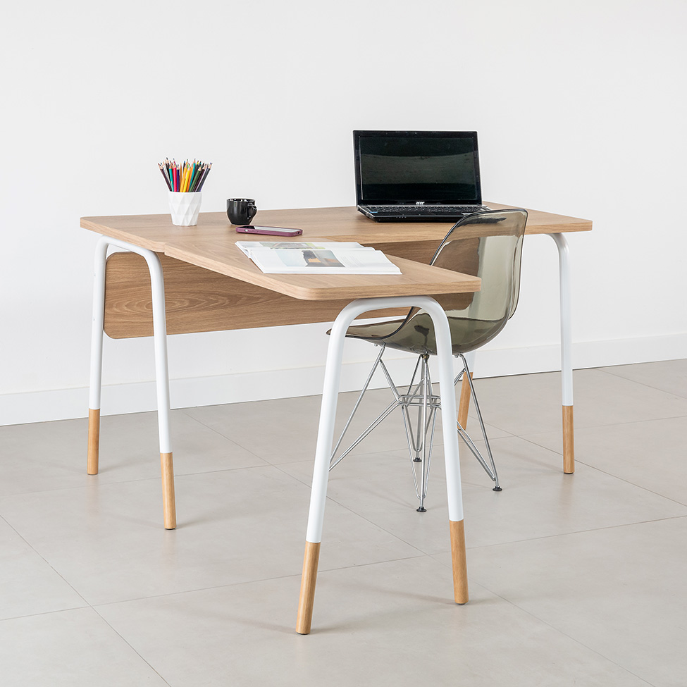 Escrivaninha em L Flexus Hanover e Branca 120 cm