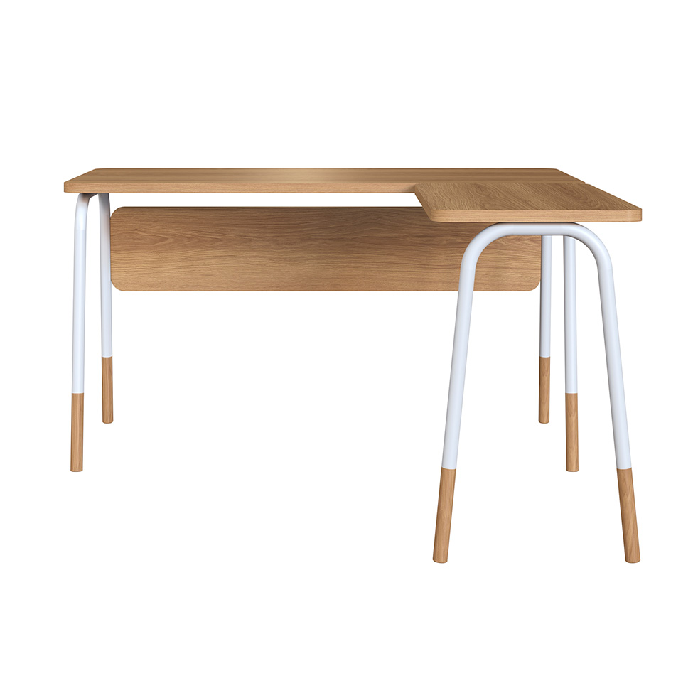 Escrivaninha em L Flexus Hanover e Branca 136 cm