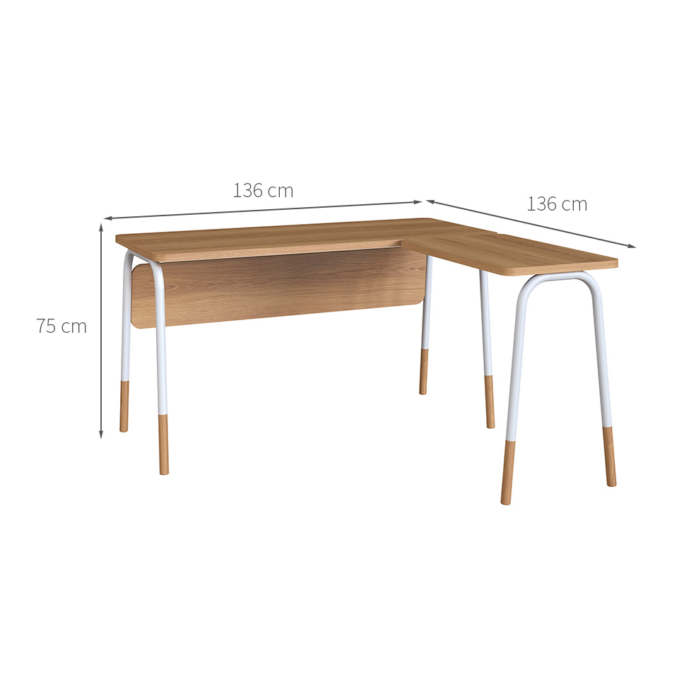 Escrivaninha em L Flexus Hanover e Branca 136 cm