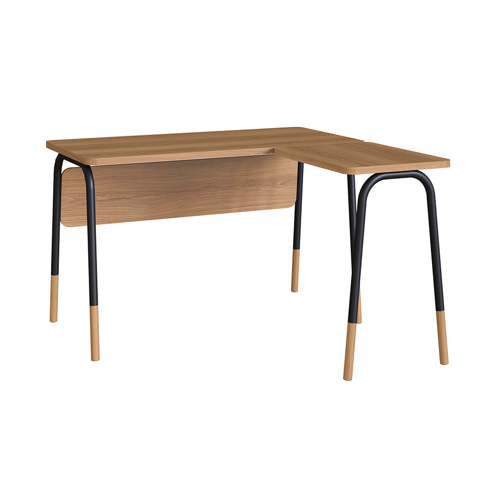 Escrivaninha em L Flexus Hanover e Preta 120 cm