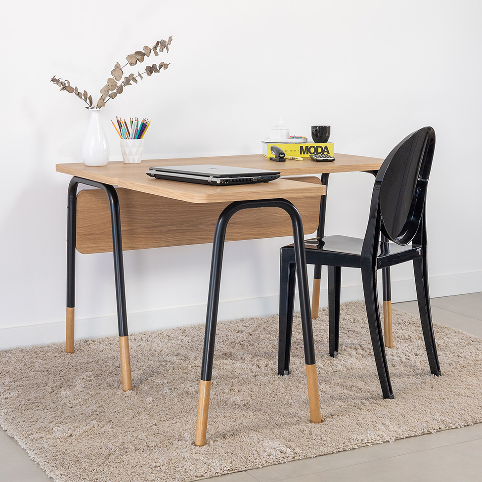 Escrivaninha em L Flexus Hanover e Preta 120 cm