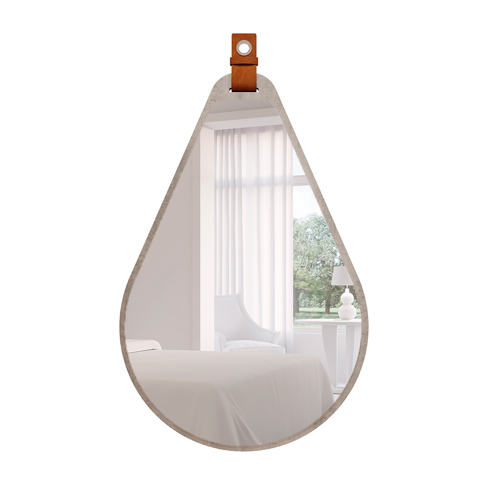 Espelho Decorativo Gota 50x76cm Cimento