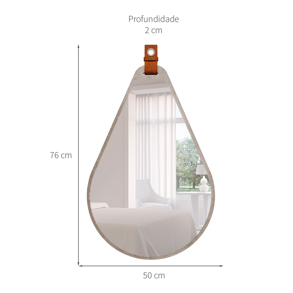 Espelho Decorativo Gota 50x76cm Cimento