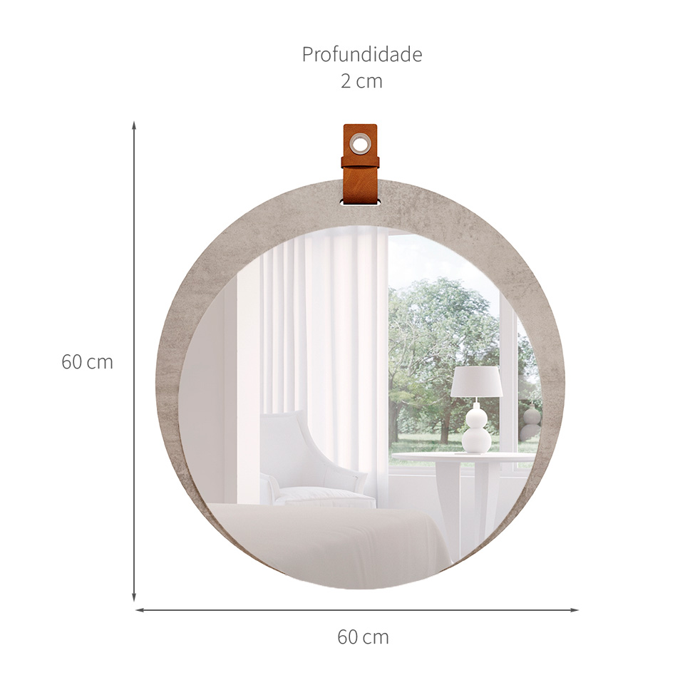 Espelho Decorativo Lua 60x60cm Cimento