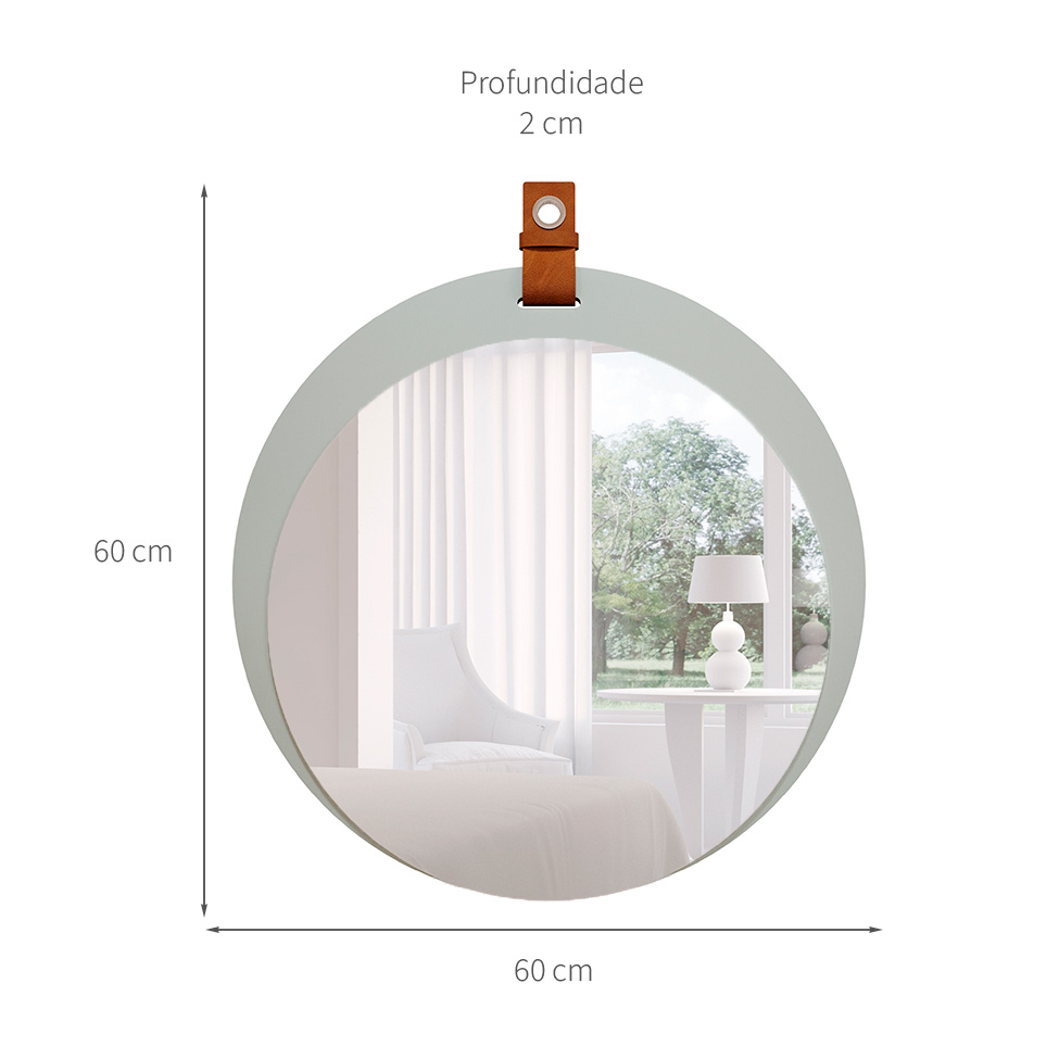 Espelho Decorativo Lua 60x60cm Pistache