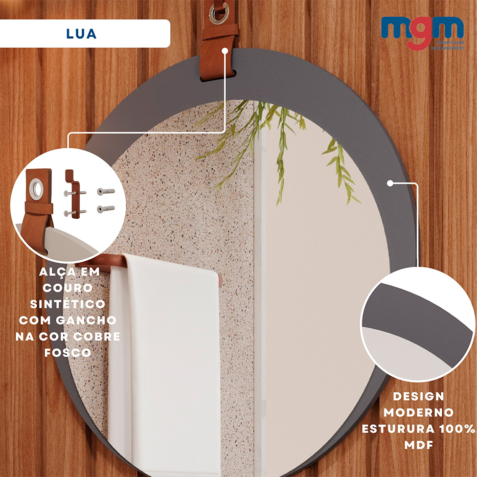 Espelho Decorativo Lua 60x60cm Titanium