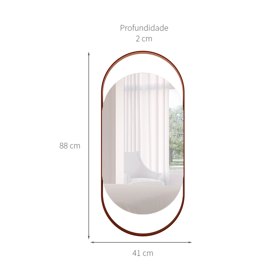 Espelho Decorativo Lumi 41x88cm Cobre
