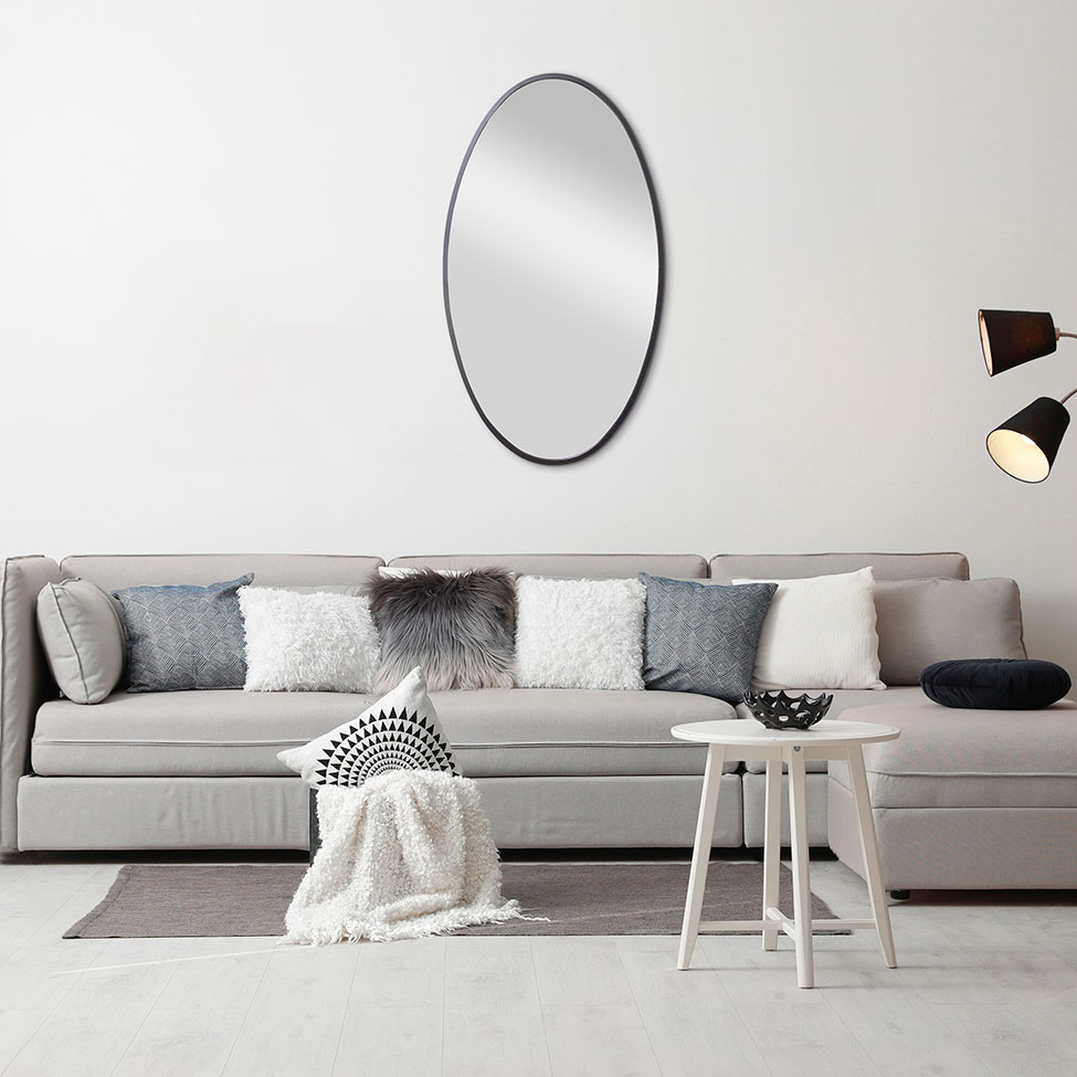 Espelho Decorativo Oval Jasmin 40X70 cm Preto