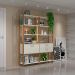 Estante Helen 100% MDF 1 Porta 2 Gavetas Off White e Freijó