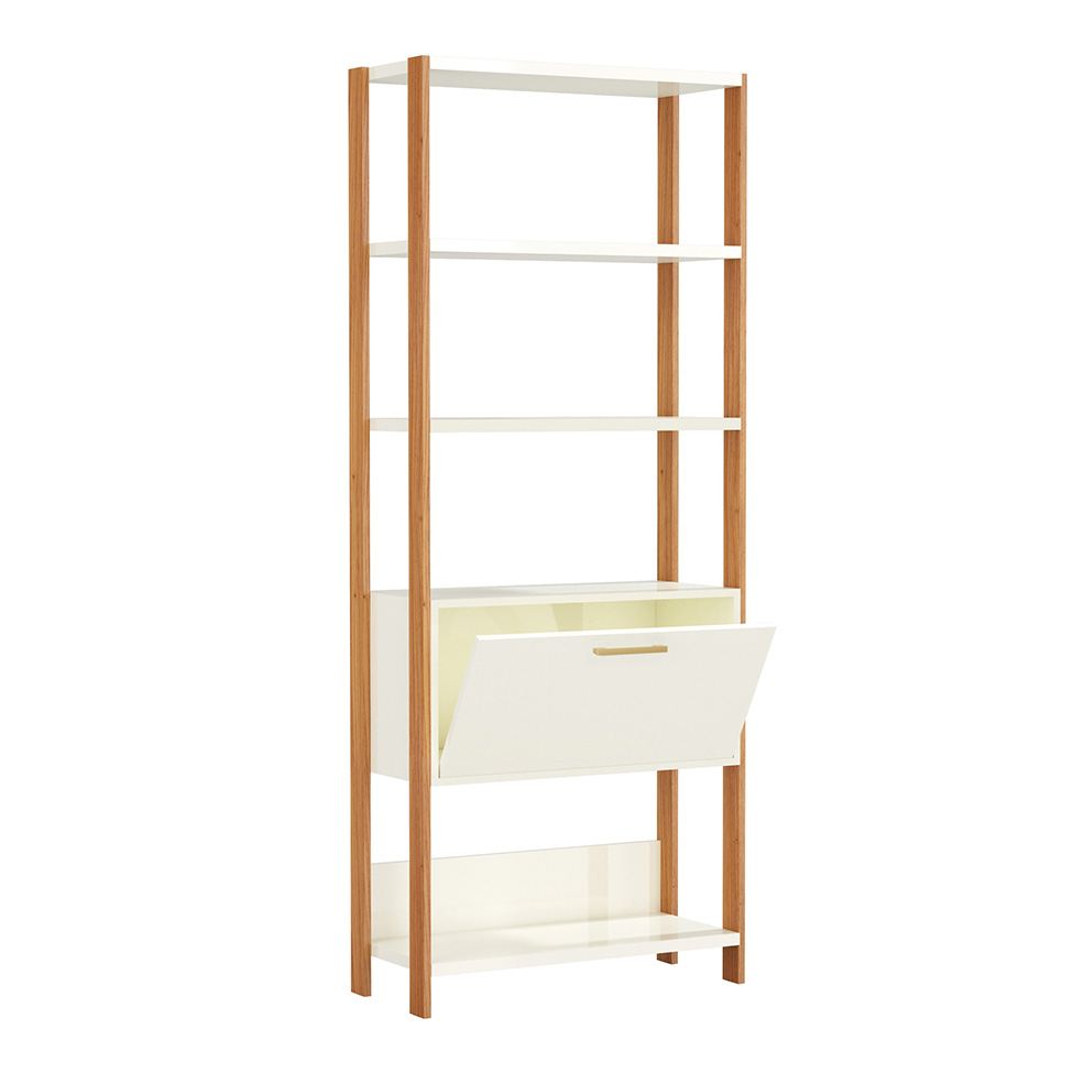 Estante Helen 100% MDF 1 Porta Off White e Freijó