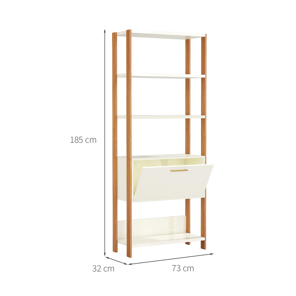 Estante Helen 100% MDF 1 Porta Off White e Freijó