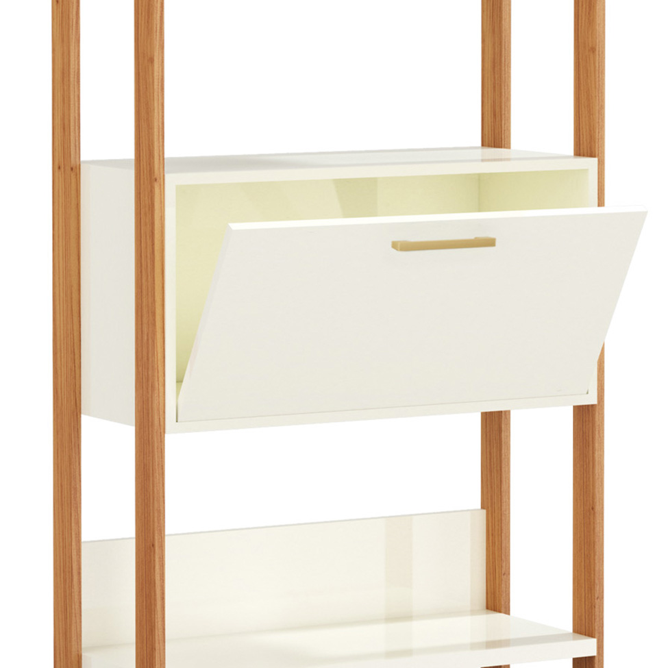 Estante Helen 100% MDF 1 Porta Off White e Freijó