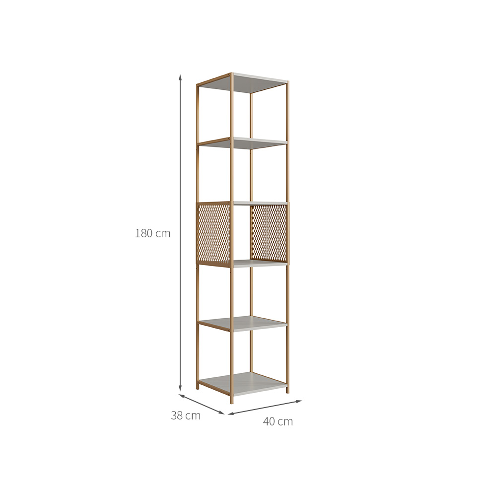 Estante Industrial Grille Arenas e Dourado 180 cm