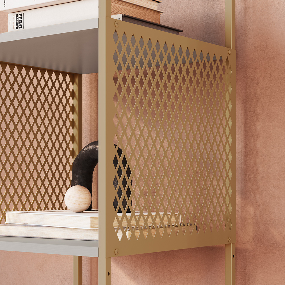 Estante Industrial Grille Arenas e Dourado 180 cm