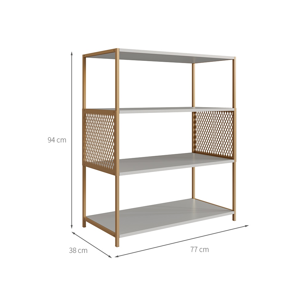 Estante Industrial Grille Arenas e Dourado 94 cm