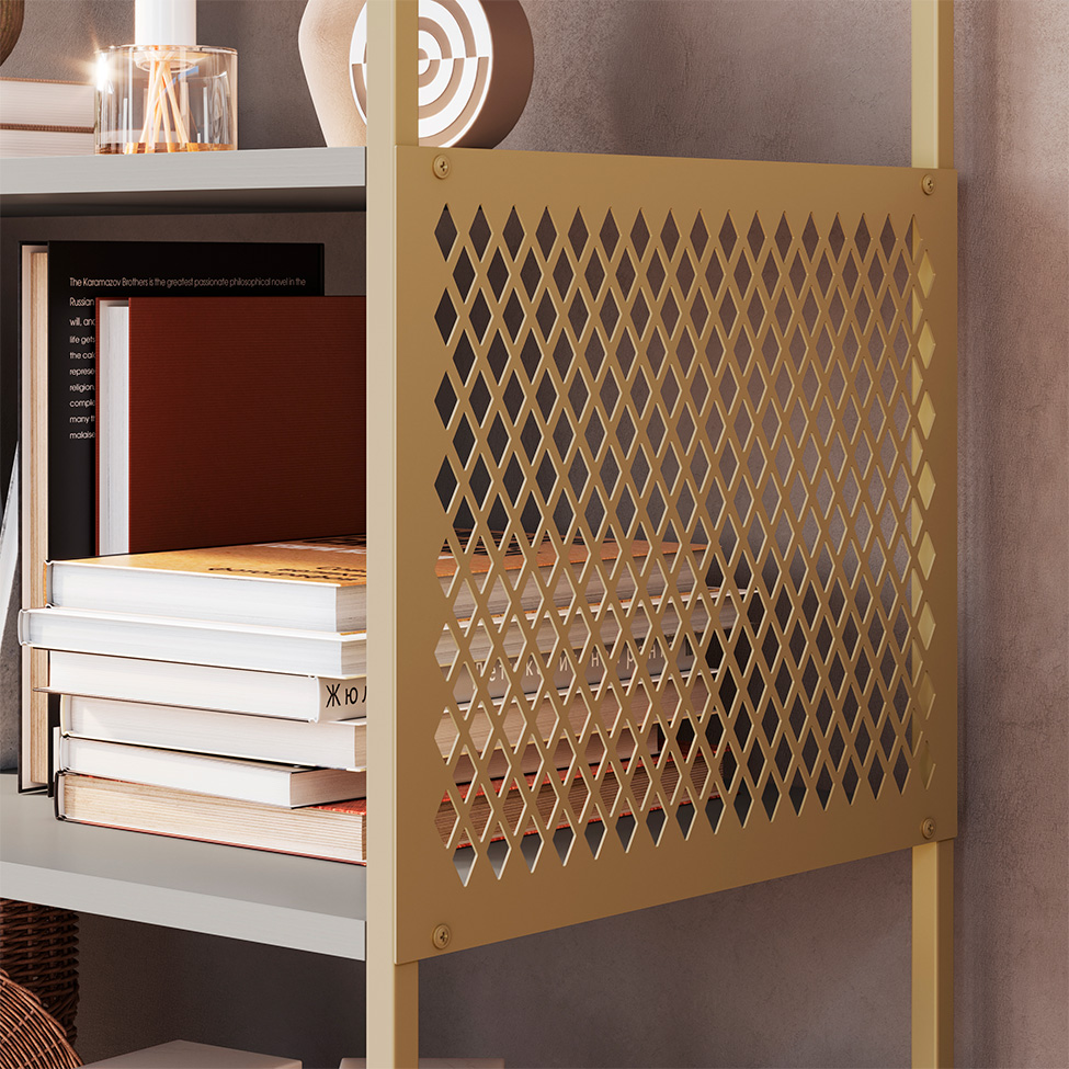 Estante Industrial Grille Arenas e Dourado 94 cm