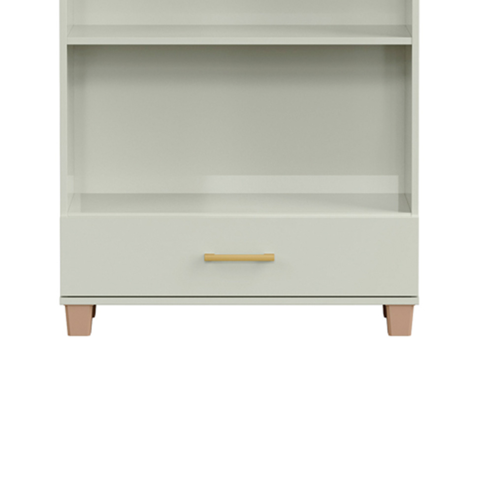 Estante Lívia 100% MDF 1 Gaveta Off White e Dourada