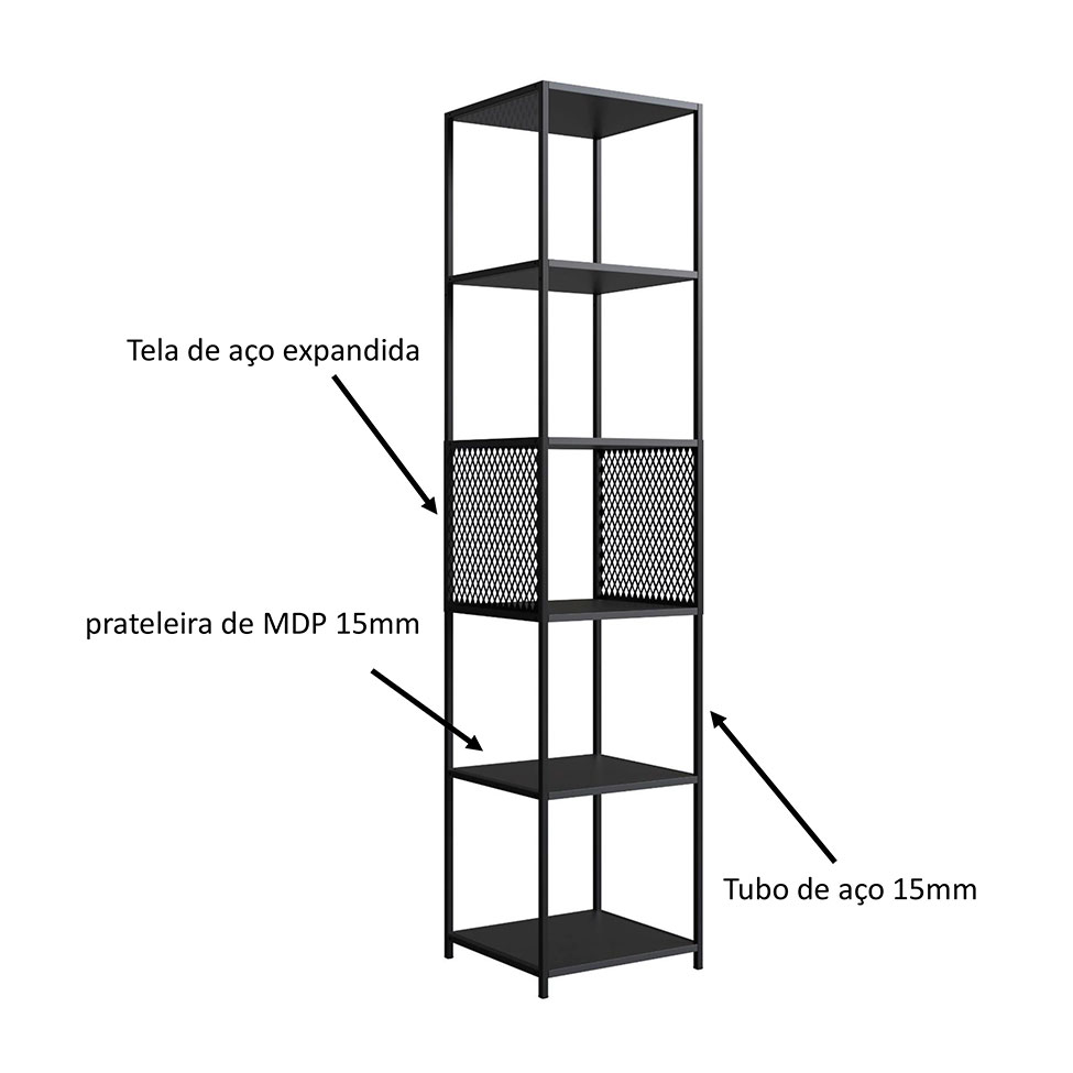 Estante Paricel Preta 40 cm