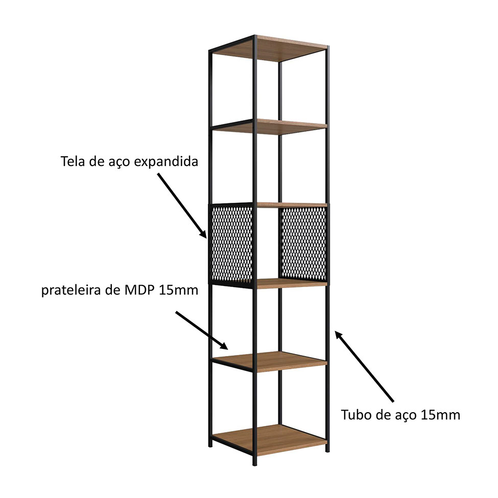 Estante Paricel Preta e Mel 40 cm