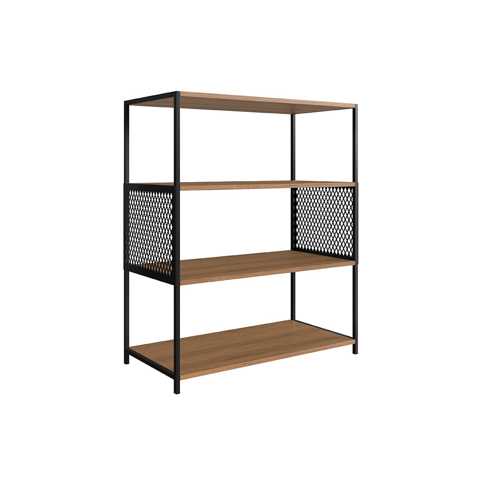 Estante Paricel Preta e Mel 77 cm