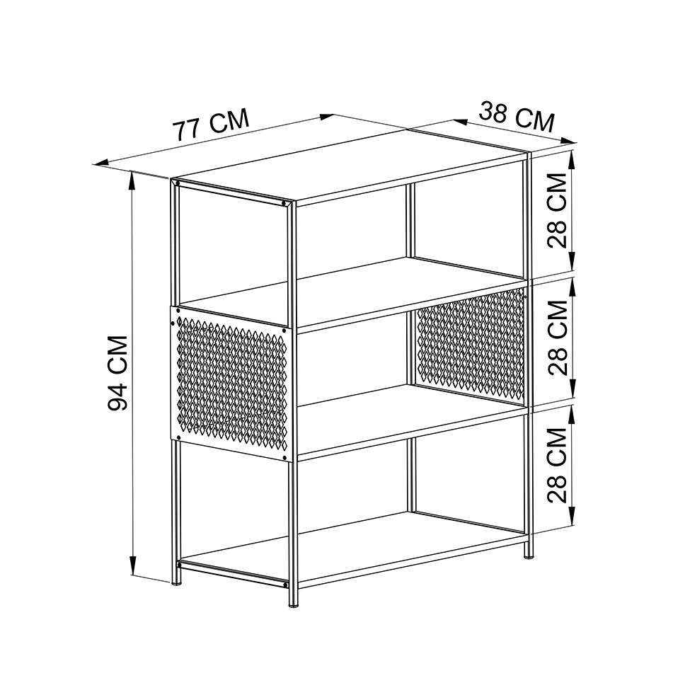 Estante Paricel Preta e Mel 77 cm