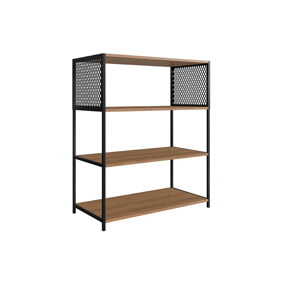 Estante Paricel Preta e Mel 77 cm