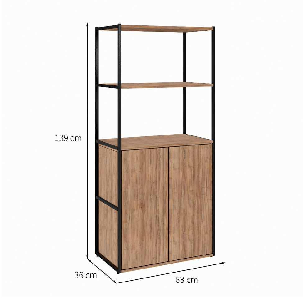 Estante Shelf 2 PT Ameixa e Preta 139 cm