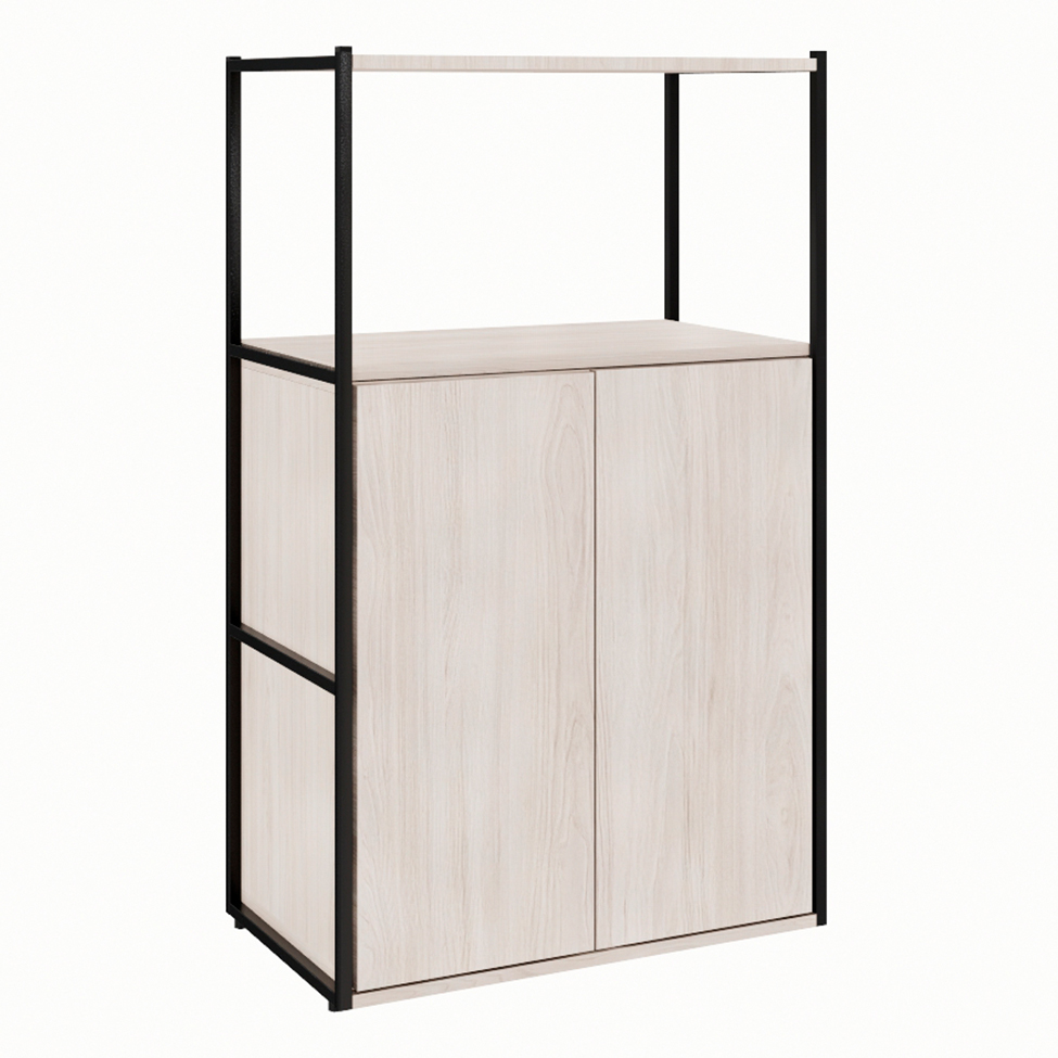 Estante Shelf 2 PT Carvalho Berlin e Preta 105 cm