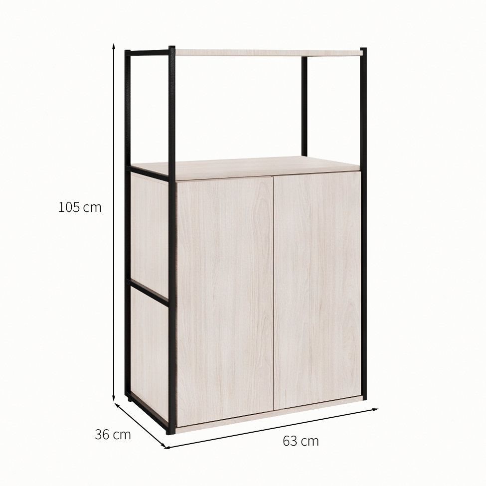 Estante Shelf 2 PT Carvalho Berlin e Preta 105 cm
