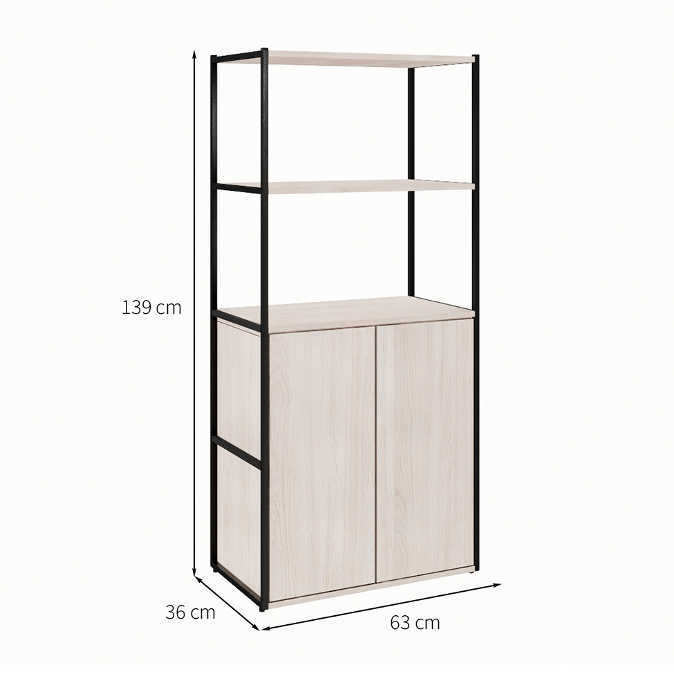 Estante Shelf 2 PT Carvalho Berlin e Preta 139 cm