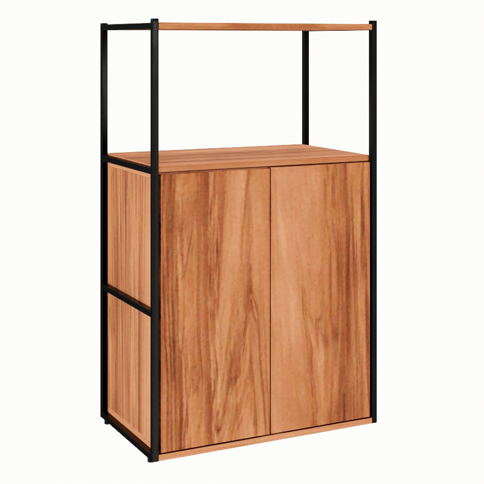 Estante Shelf 2 PT Nogal Sevilha e Preta 105 cm