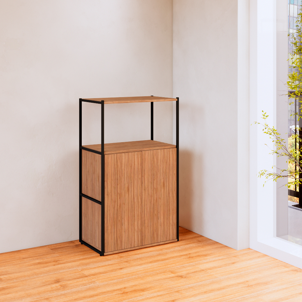 Estante Shelf 2 PT Nogal Sevilha e Preta 105 cm