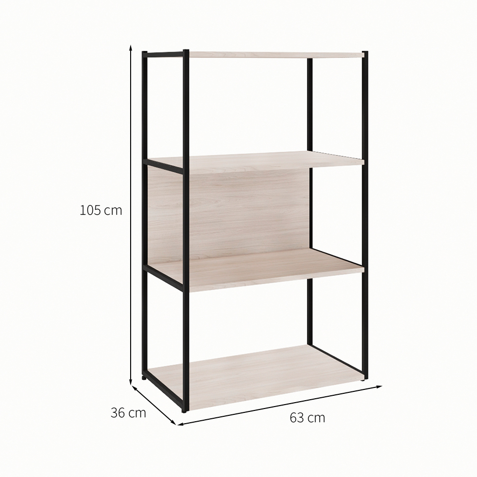 Estante Shelf Carvalho Berlin e Preta 105 cm