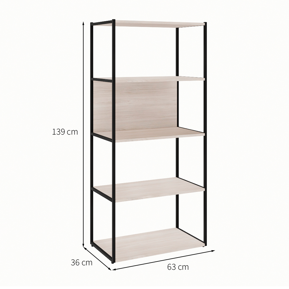 Estante Shelf Carvalho Berlin e Preta 139 cm