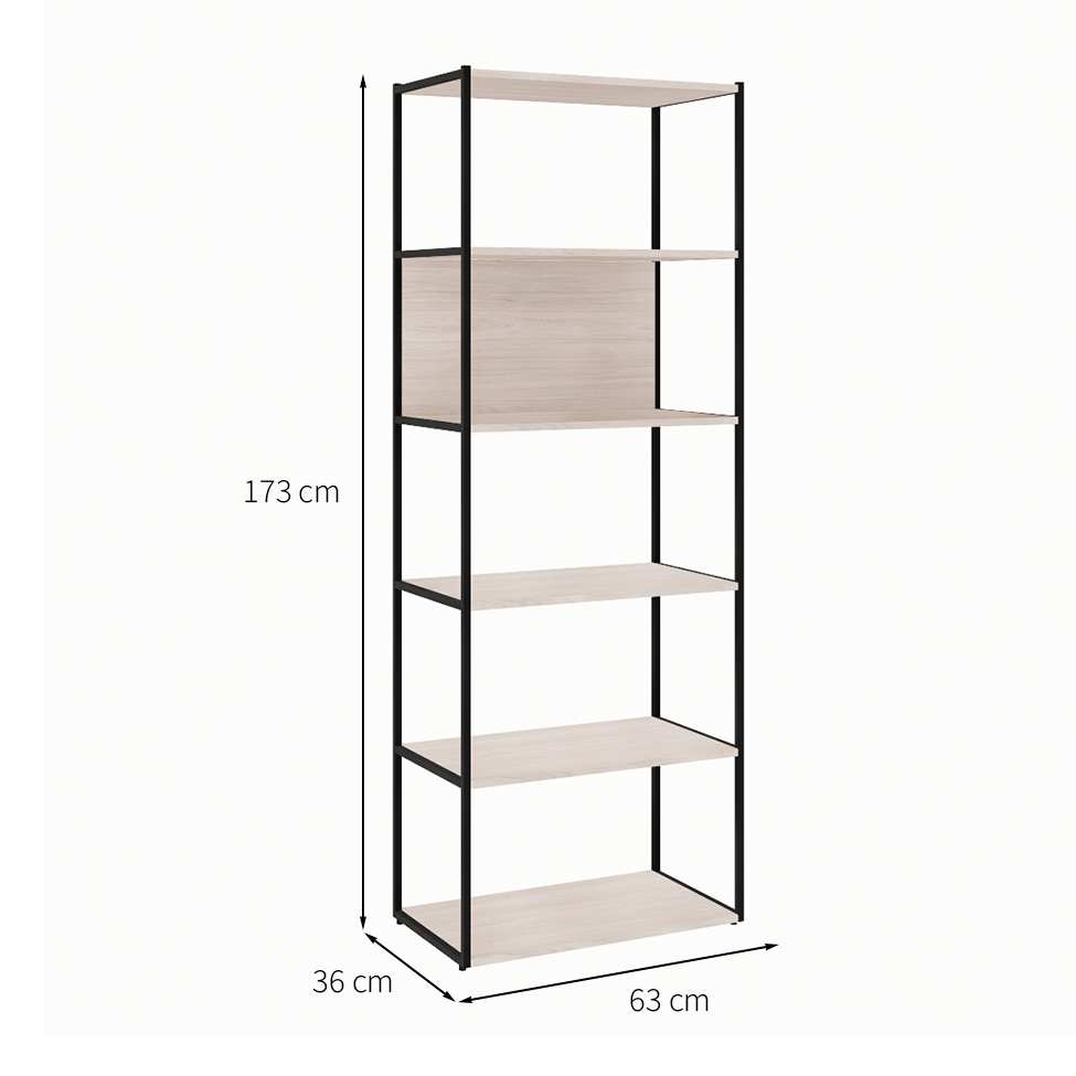 Estante Shelf Carvalho Berlin e Preta 173 cm