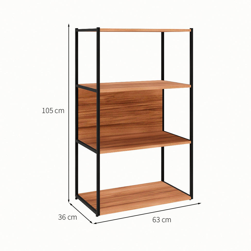 Estante Shelf Nogal Sevilha e Preta 105 cm