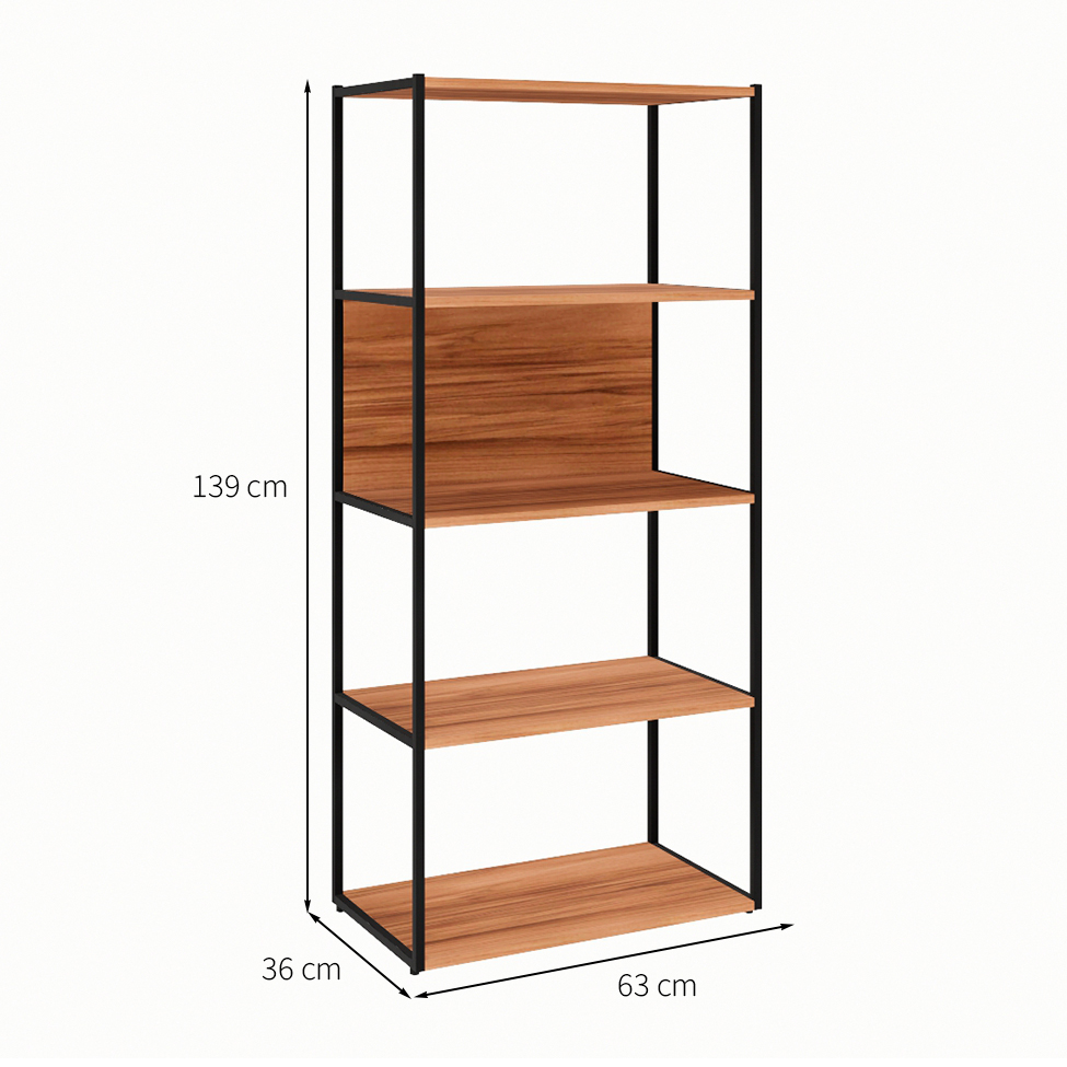 Estante Shelf Nogal Sevilha e Preta 139 cm