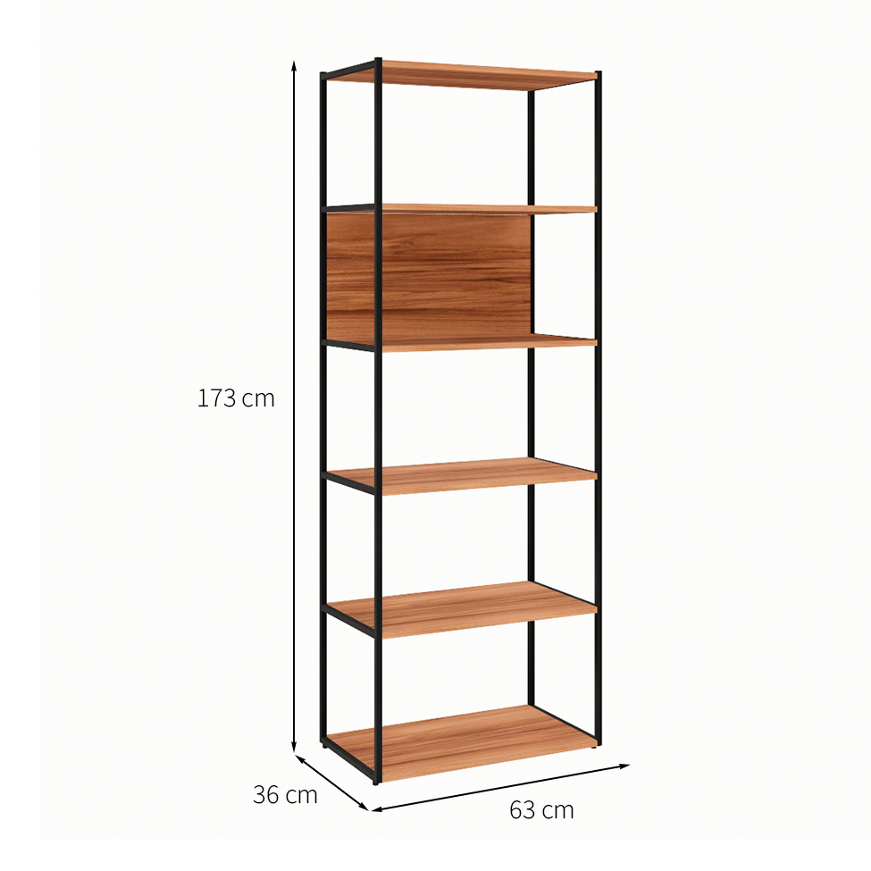 Estante Shelf Nogal Sevilha e Preta 173 cm