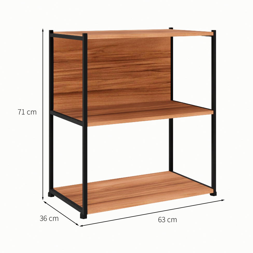 Estante Shelf Nogal Sevilha e Preta 71 cm
