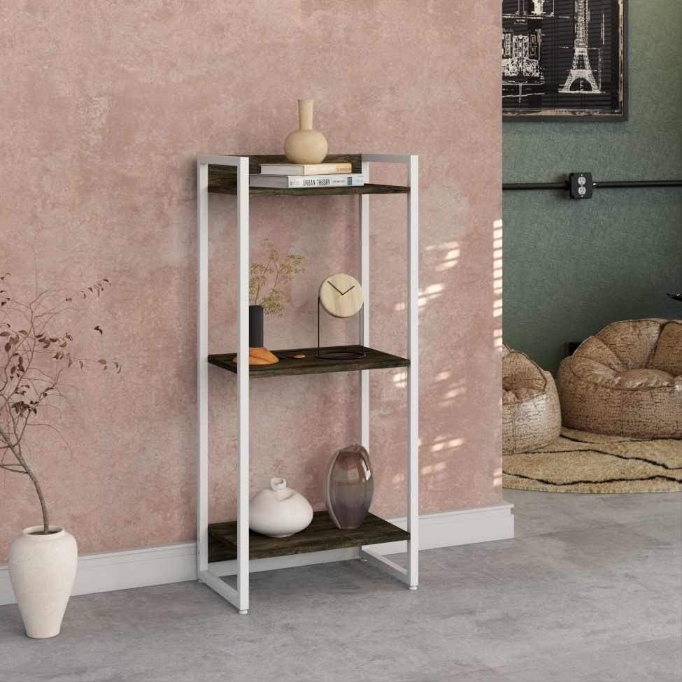 Estante Studio Carvalho Dark e Branca 45x104 cm