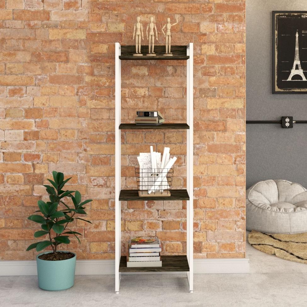 Estante Studio Carvalho Dark e Branca 45x146 cm