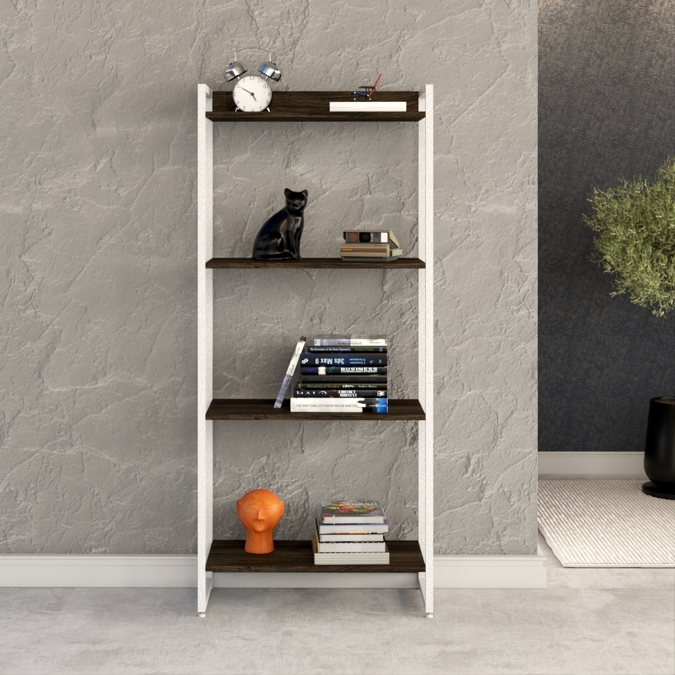 Estante Studio Carvalho Dark e Branca 60x146 cm