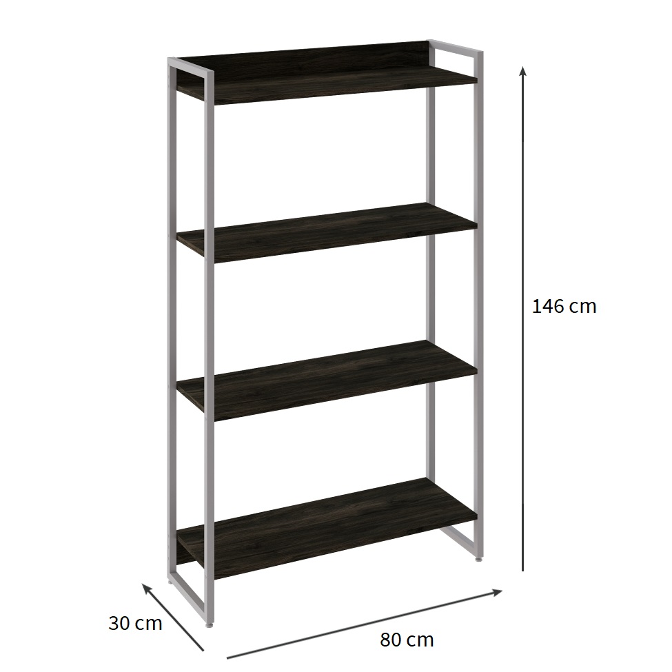 Estante Studio Carvalho Dark e Branca 80x146 cm
