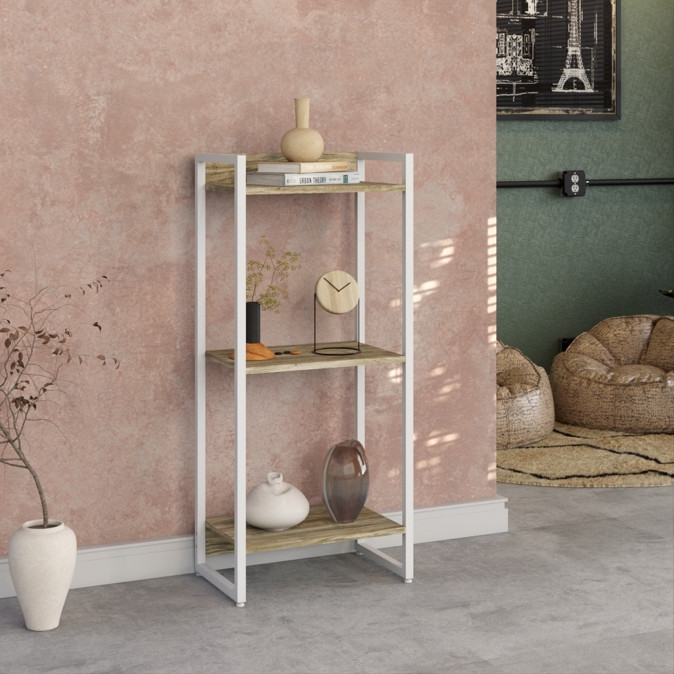 Estante Studio Carvalho e Branca 45x104 cm