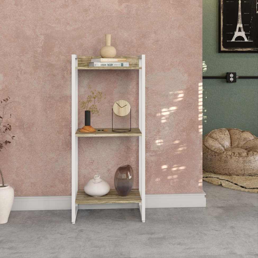 Estante Studio Carvalho e Branca 45x104 cm