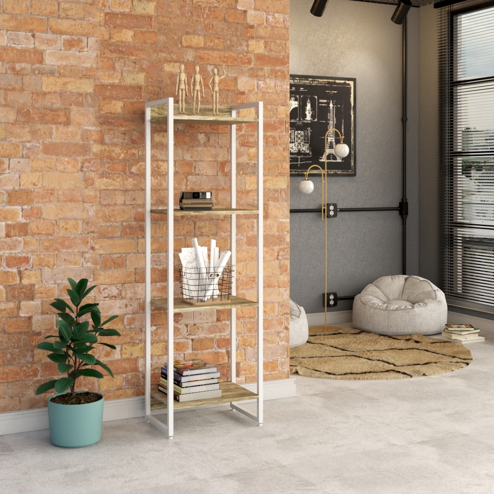 Estante Studio Carvalho e Branca 45x146 cm