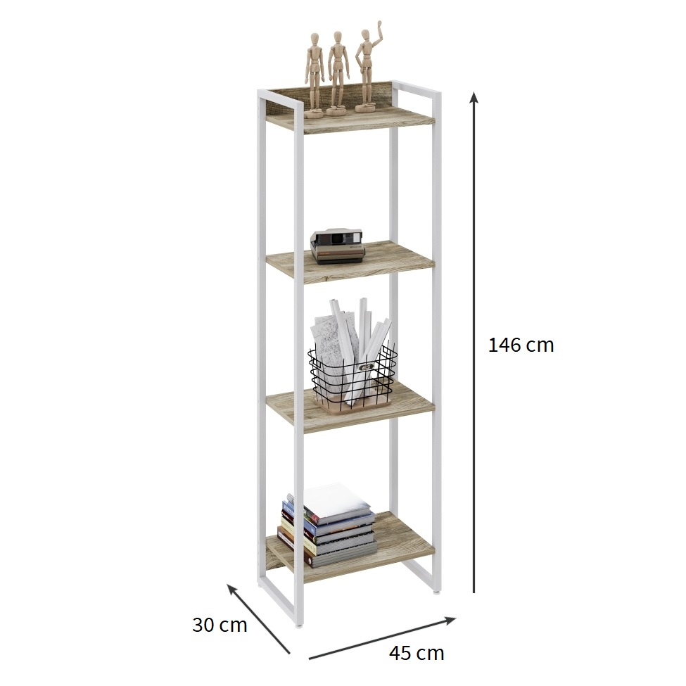 Estante Studio Carvalho e Branca 45x146 cm