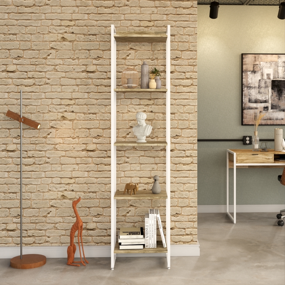 Estante Studio Carvalho e Branca 45x187 cm