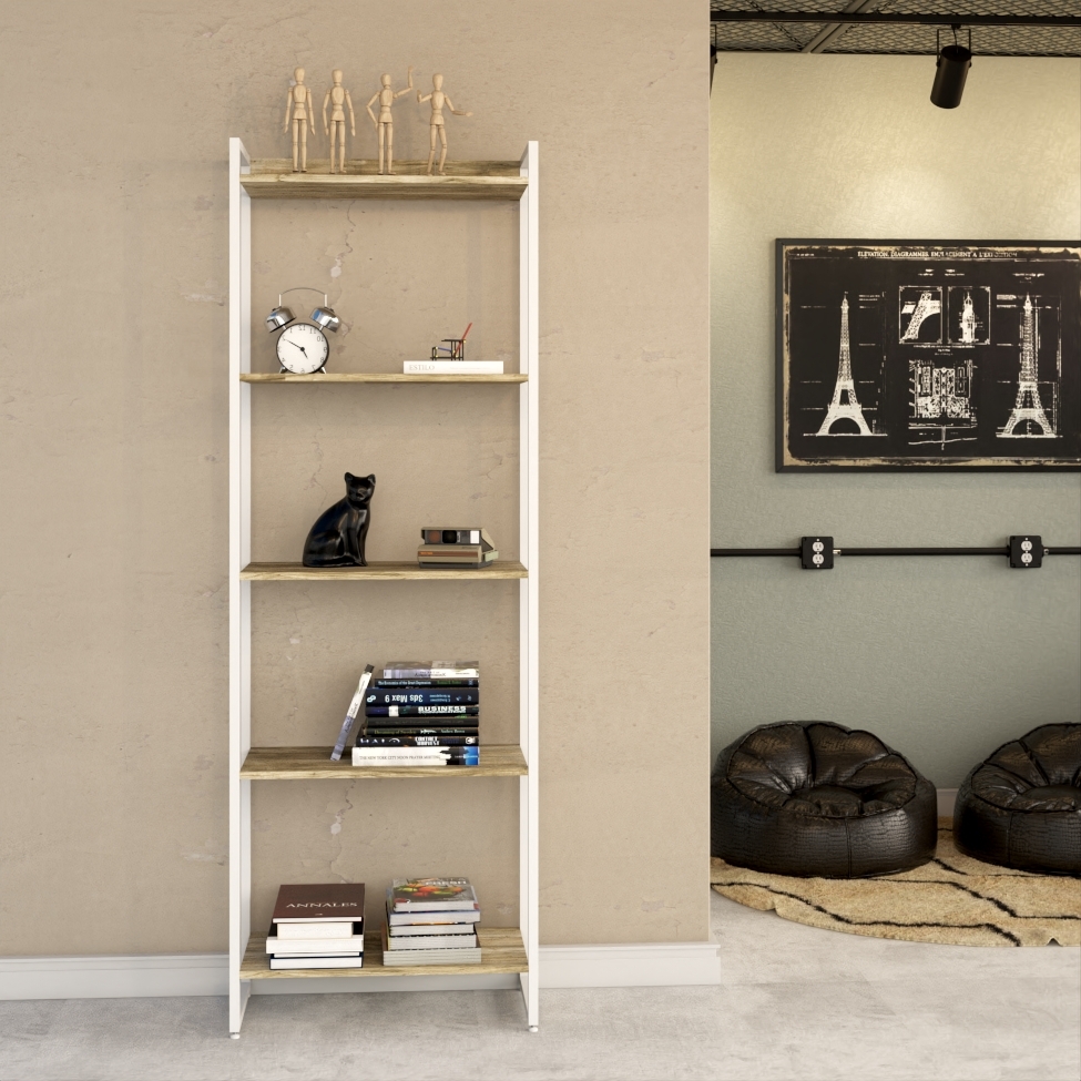 Estante Studio Carvalho e Branca 60x187 cm